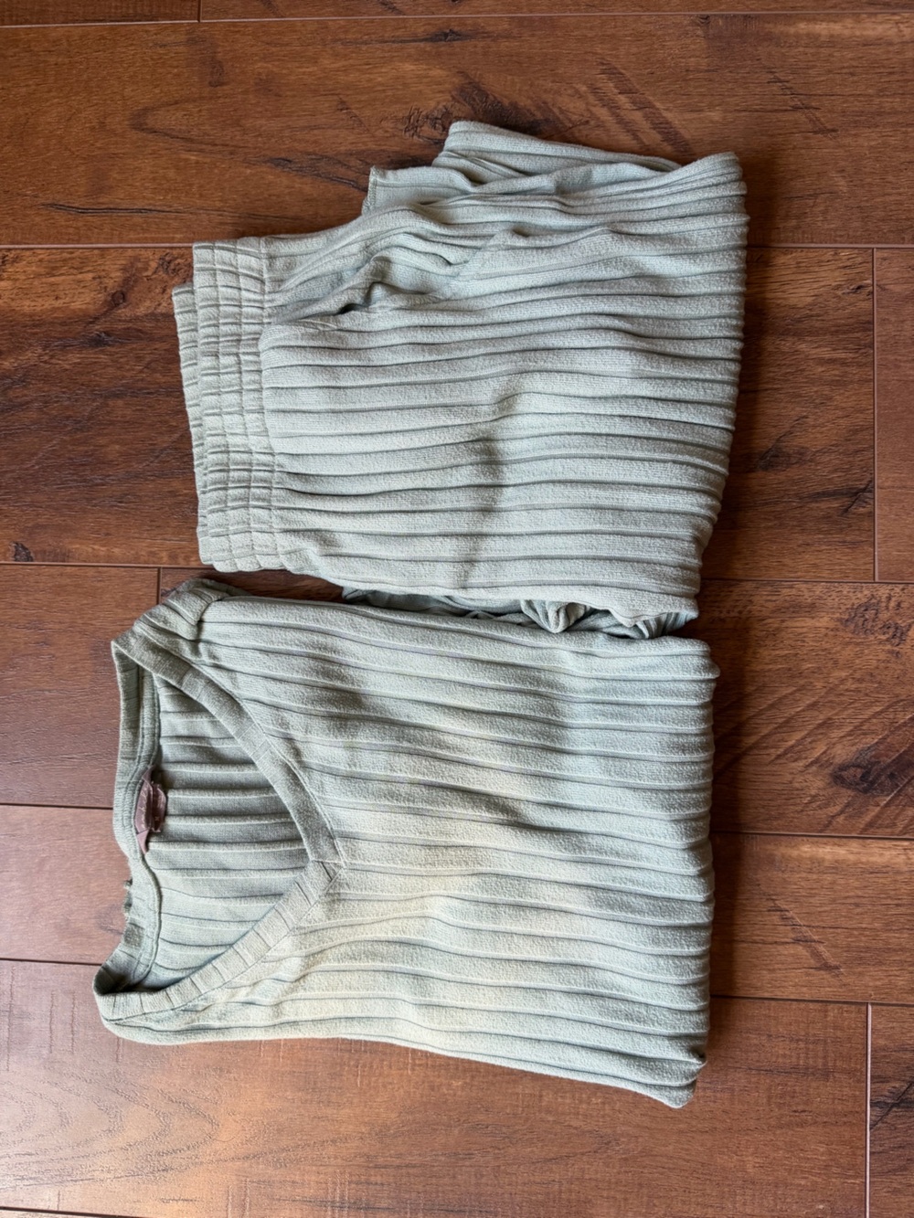 Ribbed Pajama Top & Joggers Set in Sage